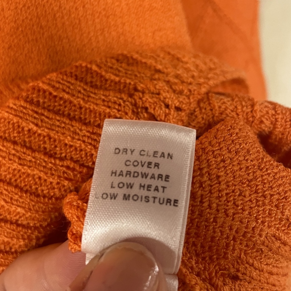 Vintage St. John Collection Orange Wool Blend Santana Knit Zip Up Sweater Sz 14 - Picture 6 of 9